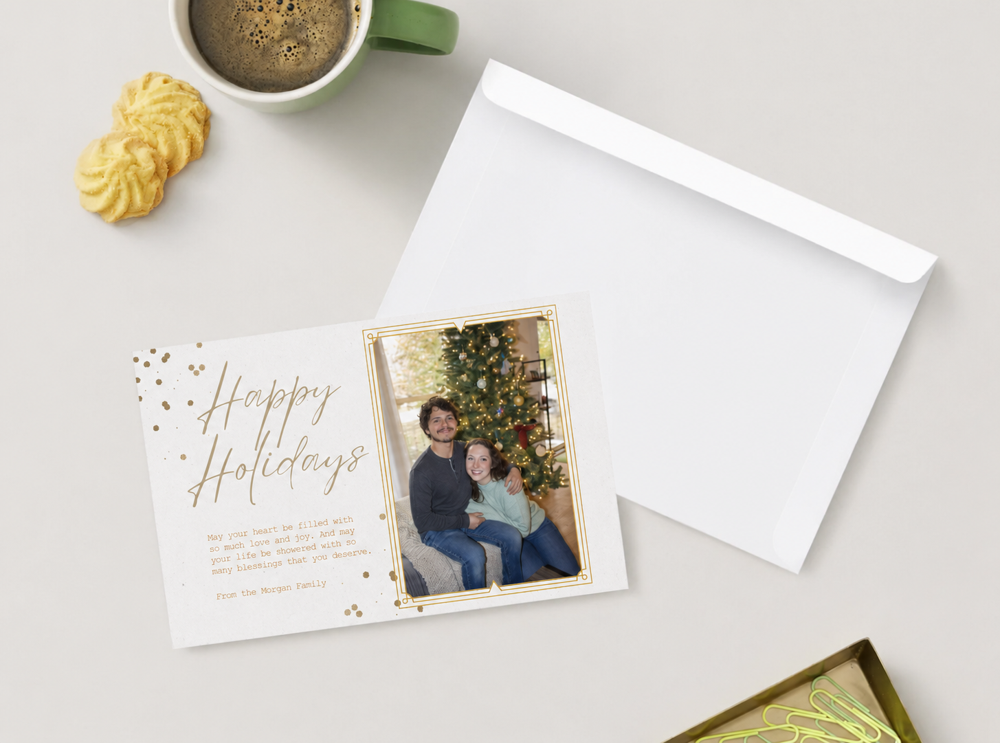 Holiday cards custom design example with anonymized sample details