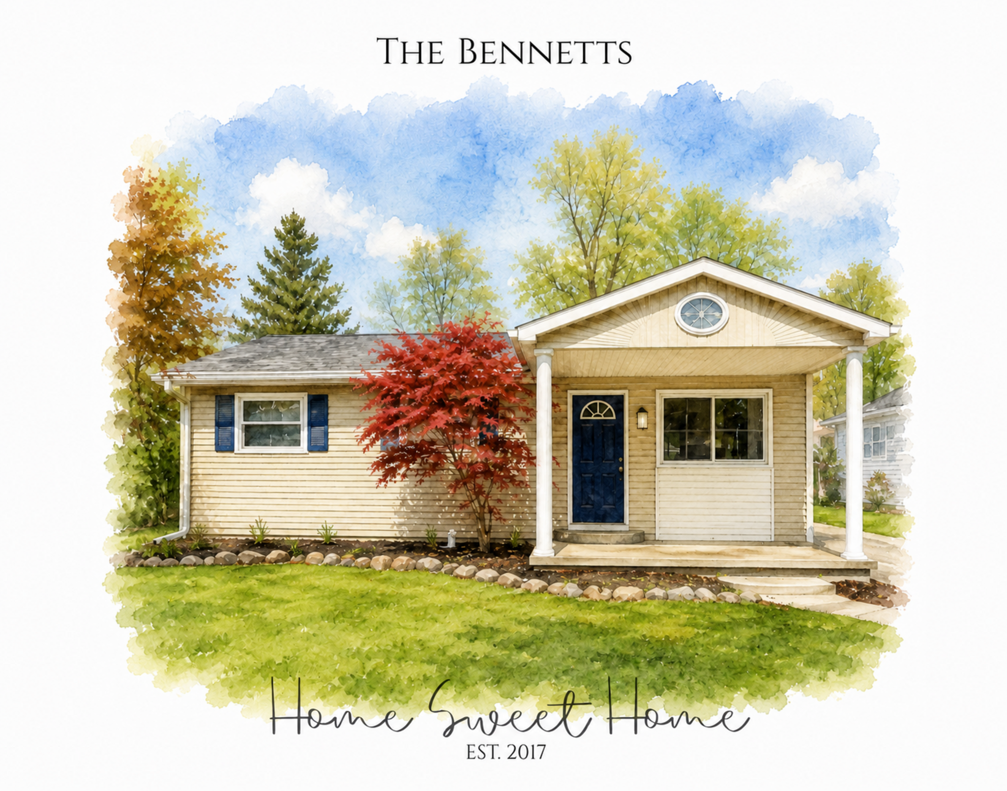 Cream home personalized for the Bennett family