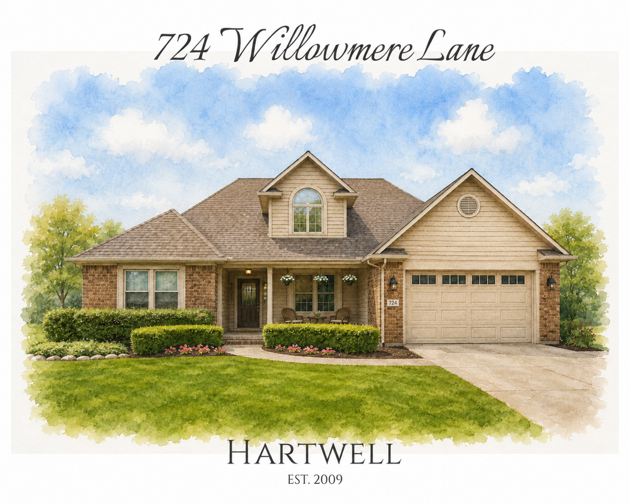 Large brick home personalized for the Hartwell family